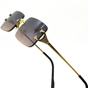 Men Sunglasses Gold‎ Frame Tea Brown Lens Retro Hip Hop Street Wear UV400 Lentes